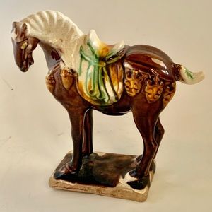 Chinese Tang Dynasty Horse Glazed Ceramic Statue